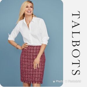 Talbots Tweed Pencil Skirt Pink Multi Size 14